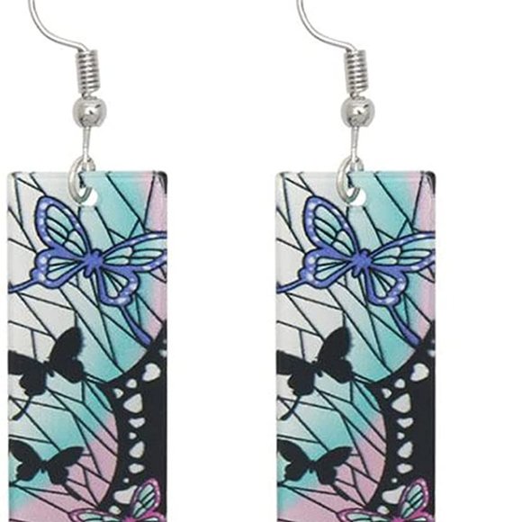 NWT Anime Demon Slayer Shinobu Kocho Cosplay Costume Kimono Robe w/ Earrings! - Picture 3 of 3